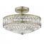 Golden finish clear crystal modern flush mount kitchen ceiling light