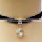 Hot selling Black color Heart Pendant velvet choker necklace