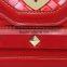 Dongguan factory new arrival red woven genuine leather woman shoulder bag
