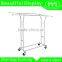 Adjustable Double Rail Rolling Garment Rack Clothing Rack Drying Rack Hanging Rack, Chrome Finish