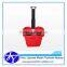 plastic market basket with two wheels and foldable handle bar