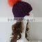 Deluxe Style Big Raccoon Fur Ball Knitted Rib Beanie Hat Original Design Fur Pompom Knit Wool Cap