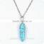 Raw Crystal Turquoise Necklace Healing Crystal Point Pendant Rough Quartz Pendant Necklace with Wrapped Wire