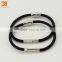 Top Design Stainless Steel Black Silicone Magnets Charm Bracelets for Women