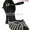 Suphini Black Satin Latin Ballroom Dance Shoes With Stone