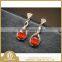 925 sterling silver genuine garnet earrings with cz diamond stone for ladies