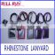 FFA-074 YIWU Fullfun rhinestone & fiber wholesale exhibition using ID card holder neck Rhinestone lanyard