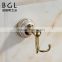 Fresh design Zinc alloy and Ceramic bathroom accessories Wall mounted Gold finishing Double robe hook-11835