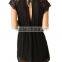 Women's Casual Backless Chiffon Lace O Neck Short Sleeve Summer Dress