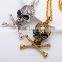 Hiphop imitation jewelry halloween necklace punk skull pendant with bone statment necklace sweater chain Yiwu factory