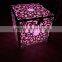 stainless steel frame square table with LED light for wedding party