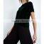 Wholesale Women Latest Simple Design Black Round Neck Short Sleeves Back-split Velvet Blouse(DQE0170T)