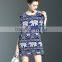 Spring plus size elephant print lady plicated casual dresses