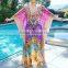 Long Purple digital print crystal embellished kaftan CAFTAN tunic poncho blouse