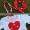 2016 Valentine's day design girls outfitskids clothing long sleeves pant suit heart top red pant girls with accessories