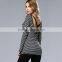 Newest design OEM wholesale gray women vertical stripes blouse 2017