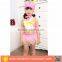 OEM Pink And Yellow Girls Tankini With Bowknot Swimwear Set