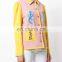 2017 New Style Custom Pink And Yellow Virgin Wool Blend Seahorse Embroidery Fitted Jacket For Women