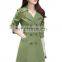 2016 BAIYIMO Womens Long Plus Size Turndown Collar Double Breasted Pea Trench Coat
