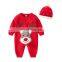 Autumn and Winter 2020 New Thick Needle Wool Jumpsuit New Year Celebration Red Lovely Christmas Deer Hatsuit