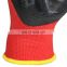 Red Polyester Liner Crinkle Dip Latex Construction Work Gloves