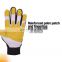 HANDLANDY In Stock Yellow Soft Dexterity Goatskin Leather Mechanic Safety Vibration-Resistant Heavy Duty Leather Work Gloves
