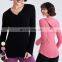 Wholesale Fall Winter T-shirt Long Open Neck Running Shirts Custom Gym Fitness Tops Long Sleeve Hooded T Shirt Women Yoga Top