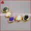 Dazzling gold jewelry 18k druzy oval geode connector amethyst tones crystal druzy pendant with two bails                        
                                                                Most Popular