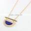 2015 Newest Short Gold Metal Half Round Natural Stone Necklace