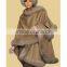 cashmere caps wrap shawl with fox fur trim camel