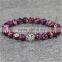 KJL-0020 Purple Color Natural Stone Bead Lion Head Bracelet,Women And Men Jewelry,Elastic Rope Chain