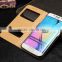 Luxury Smart Window Stand Real Leather Case For Samsung Galaxy S6 Edge
