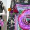 vtg HIPPIE BOHO thai pom pom handmade embroidery floral Pouch hmong hill tribe bag small string bag messanger crossbody