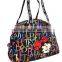 Quilted Diaper Bag Travel Hand with Pad - Rainbow Typo Black