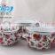 3 PCS ENAMEL CASSEROLE FULL OF FLOWER