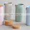 ceramic cylindric galze canister with wooden cork and PC handle, ceramic canister