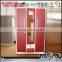 Bedroom furniture metal clothes closet 3 door wardrobe with mirror