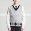 New England impression cotton V collar student boys knitted vest custom school uniform