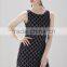Black square pattern jagged edges cut-out crochet dress for ladies SR-D9786