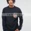 2016 fashion design mens floral pocket sweatshirt raglan long sleeve black jumper custom wholesale crewneck sweatshirt