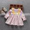 Kids Clothing Wholesale Stripe Longsleeve Ruffle Lining Dresses Baby Children