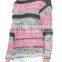 EY0866S ladies grey and pink striped pullover boat neck sweater knitting pattern