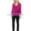 Daily Fit Long Sleeve Wrap-style Lady Blouse for Middle Aged Women