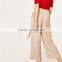Custom design comfortable slacks for women with pleated elastic waistband
