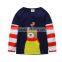 High quality stripe sleeve embroidered kids tshirts