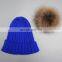 Pom poms hats for men women girl fashion hats big raccoon fur ball stripe hats