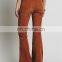 Wholesale Bell Bottom Spandex Slim Office Curdroy Pants for Women Coffee NT6728