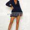 2017 latest design deep v neck sexy women long sleeve dress