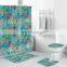 Ocean Shower Bathroom Mat Set Shower Curtain Set Non Slip Bath Mat Contour Mat Toilet Cover Fabric Shower Curtain with 12 Hooks