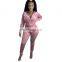 Women Fashion Front Zipper Autumn Winter Long Sleeve Crop Top Outfits Jacket Tracksuits Velvet Two Piece Sets